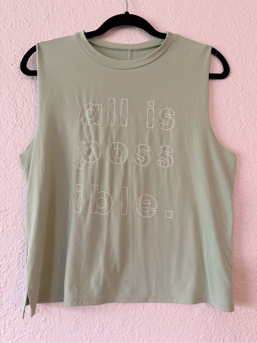 All Is Possible Sleeveless Graphic Tank - Sage Green